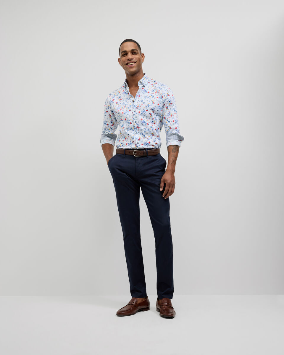 Fusion Floral Long Sleeve Shirt, Blue, hi-res